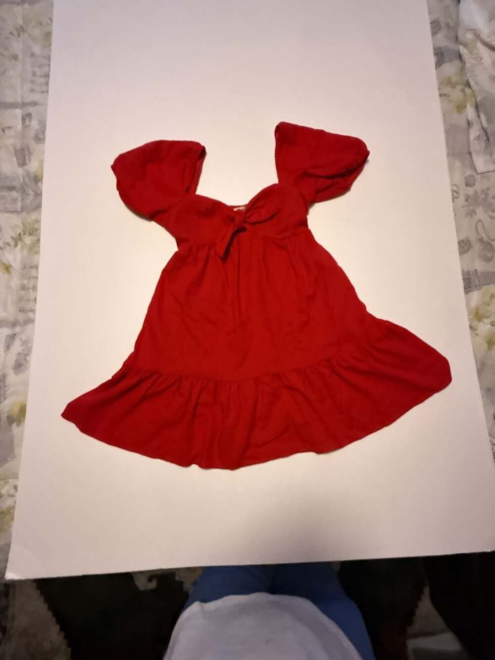 Speechless Red Puff Sleeve Tie-Front Babydoll Mini Dress
